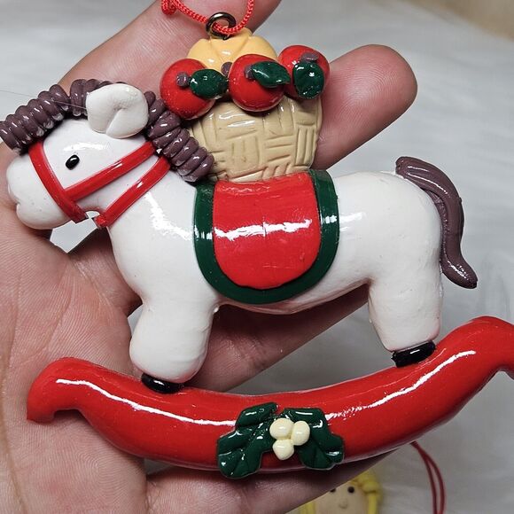Vintage Christmas Ornaments Mixed Baked Clay Dough Spagetti Trim Bundle Set 5/C - Picture 3 of 12